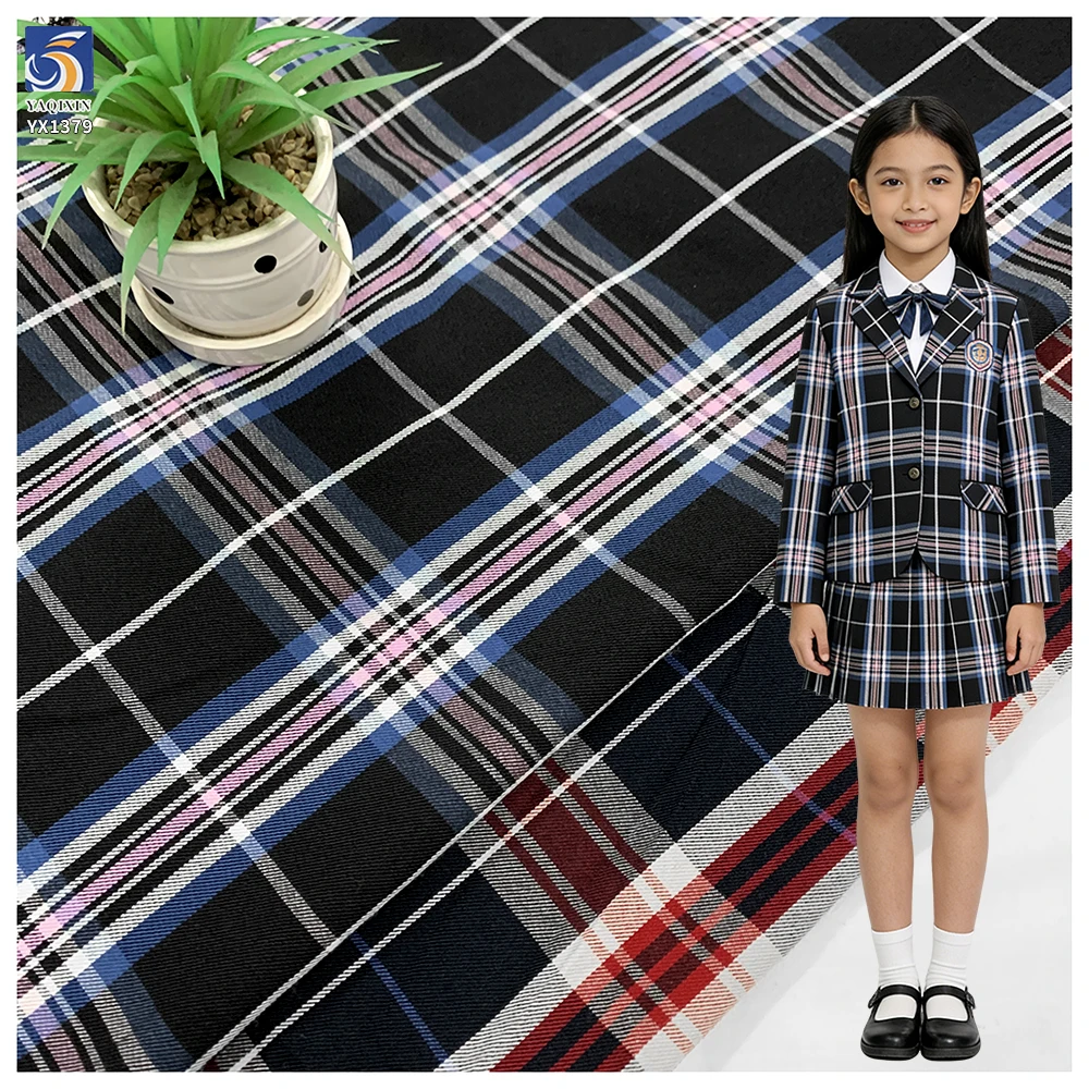 YX1379 Top Quality 200gsm 70% Polyester 30% Cotton Yarn Dyed Plaid Fabric Textile for School Uniform Fabric for African Market