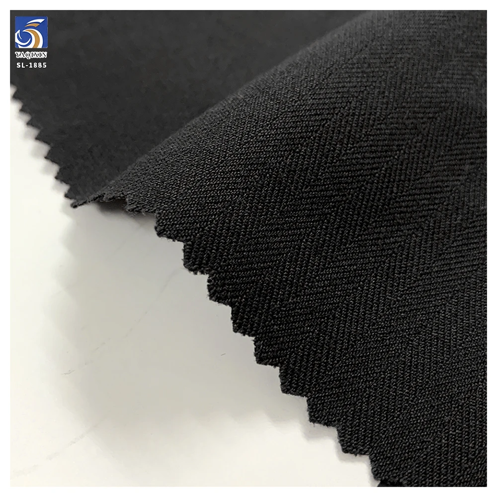 SL-1885 240gsm Black Premium Herringbone Poly Linen Stretch Suiting Fabric Comfort Fit for Men Business Suit OEM - 图片 5