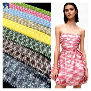 YX1145 Tie-Dye Sequins Fabric 2026 New Digital Printing 400gsm 5mm Reversible Sequin Embroidery Fabric for Women's Dress