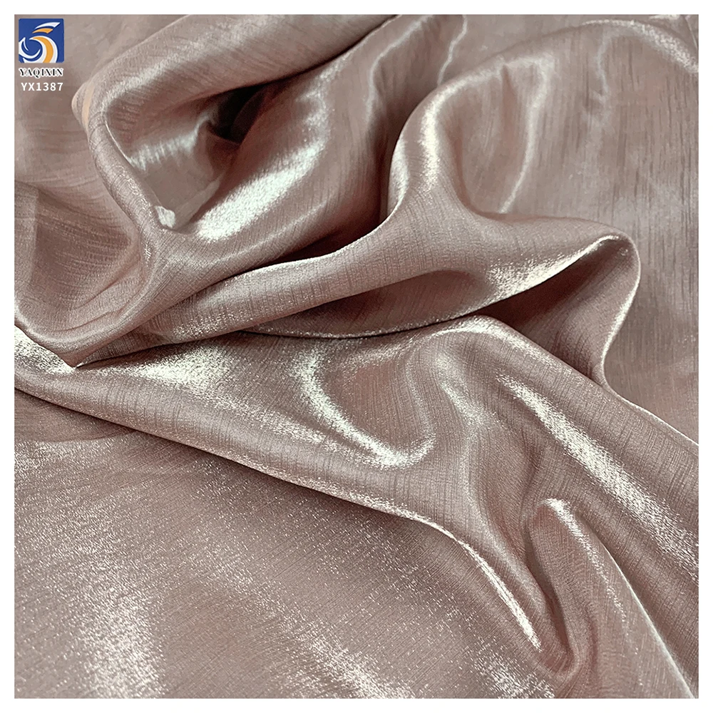 YX1387 China Top Quality Satin Fabric 130sgm Polyester Champagne Liquid Glossy Silk Satin Fabric by the Yard - 图片 5