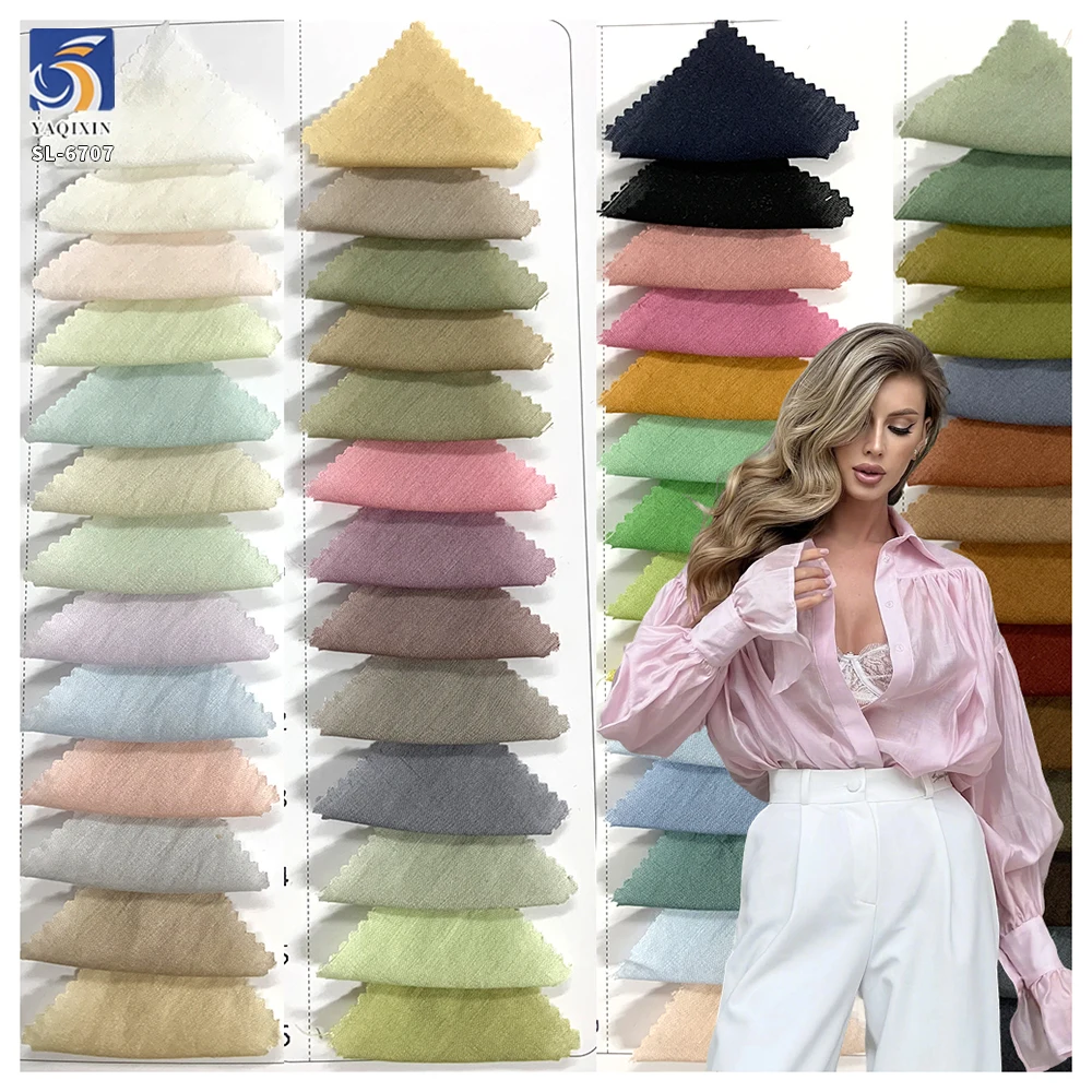 SL-6707 75gsm Soft Rayon Ten-cel Nylon Blend Crepe Fabric Plain Lightweight Breathable for Spring Summer Dress Blouse