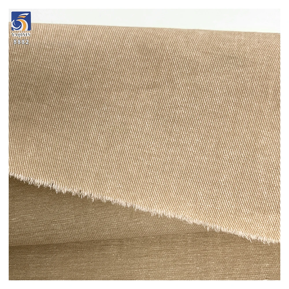 A8882 32*21 Smooth and Soft 210g Twill Light Khaki Fabric 100% Cotton Washed Twill Fabric for Men's Trousers and Casual Pants - 图片 6