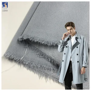 A2505 2026 New 300D 260gsm Thick Washed Jean Denim Look Fabric Cotton Lyocell Polyester Woven Trench Coat Outerwear Fabric