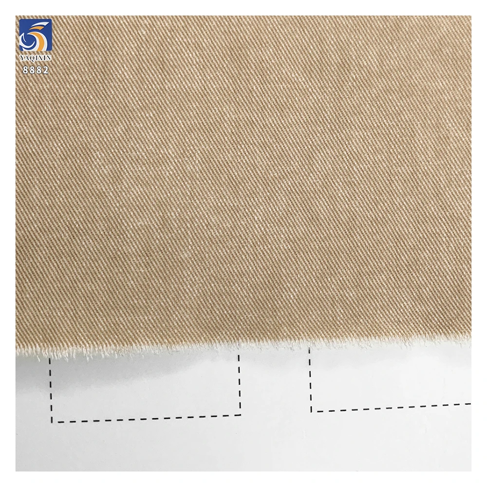 A8882 32*21 Smooth and Soft 210g Twill Light Khaki Fabric 100% Cotton Washed Twill Fabric for Men's Trousers and Casual Pants - 图片 4