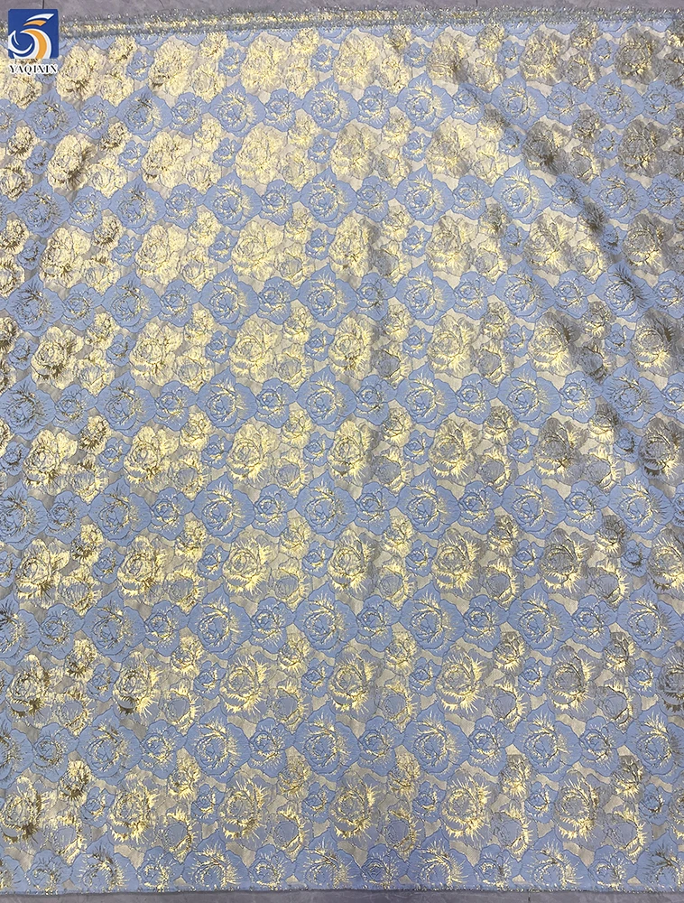 YX1355 Wholesale Brocade Fabric Price 5 Yards Classic Retro Style Rose Pattern Two-Tone Gold Thread Soft Brocade Fabric - 图片 2