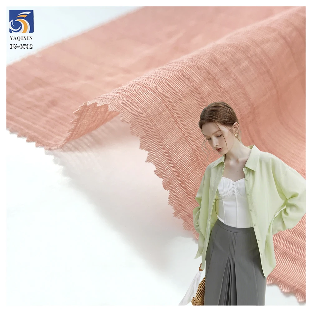 DV-6702 OEM Custom 100gsm Peach Pink Thickened 80 Ten-cel 20 Nylon Blend Striped Fabric for Fashion Clothing