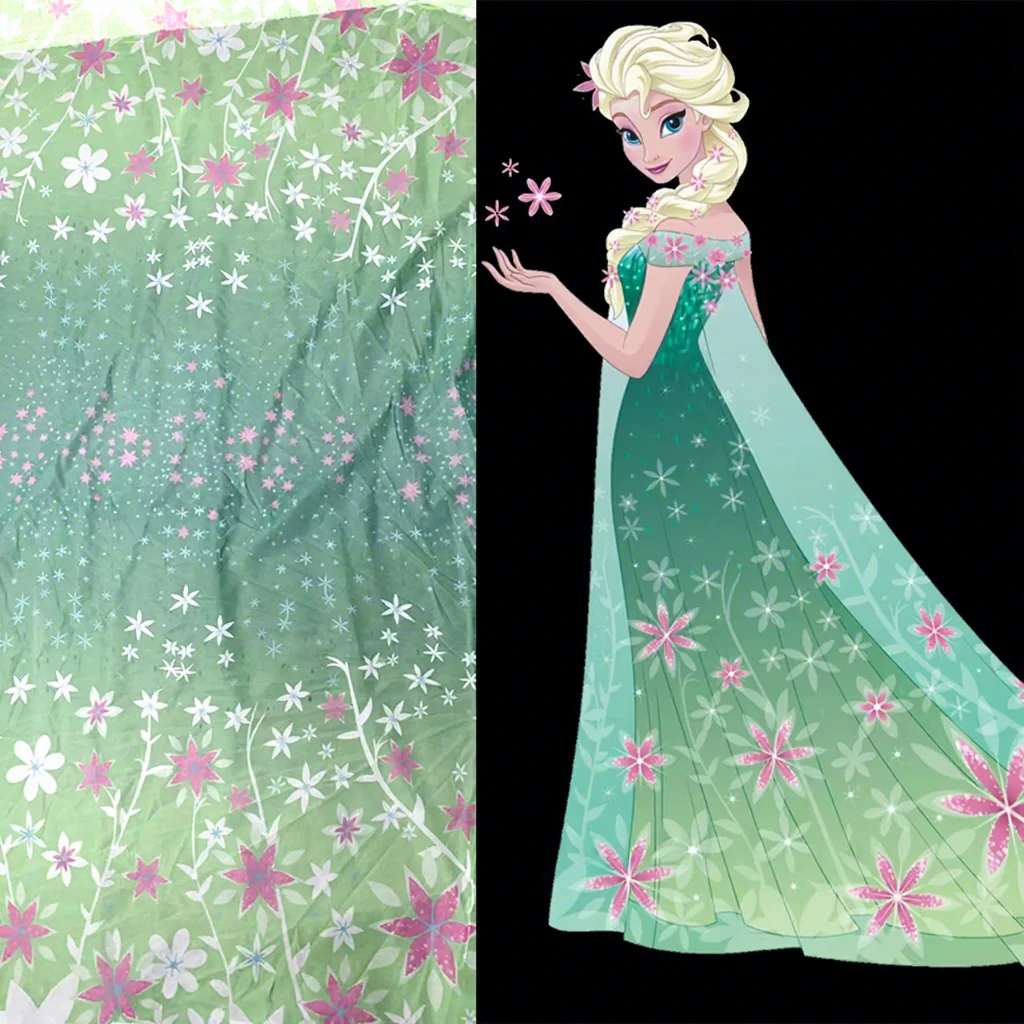 YaQiXin Factory Exclusive Design Cool Summer Style Dress Clothing Fabric Green Mesh Tulle Fabric Flower Digital Print Skirt