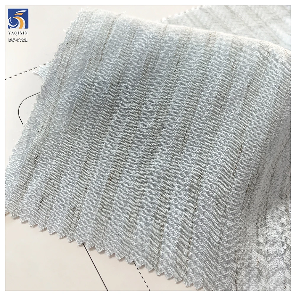 DV-6721 New Product 120g OEM Custom Textured Softness Linen Blend 80% Rayon Striped Jacquard Chiffon Fabric for Womenswear - 图片 5