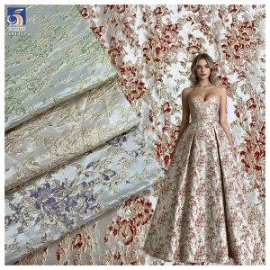 YX1353 China Supplier Custom Golden 3D Embossed Lurex Brocade Fabric for Women Dress Luxurious Brocade Fabrics Textile