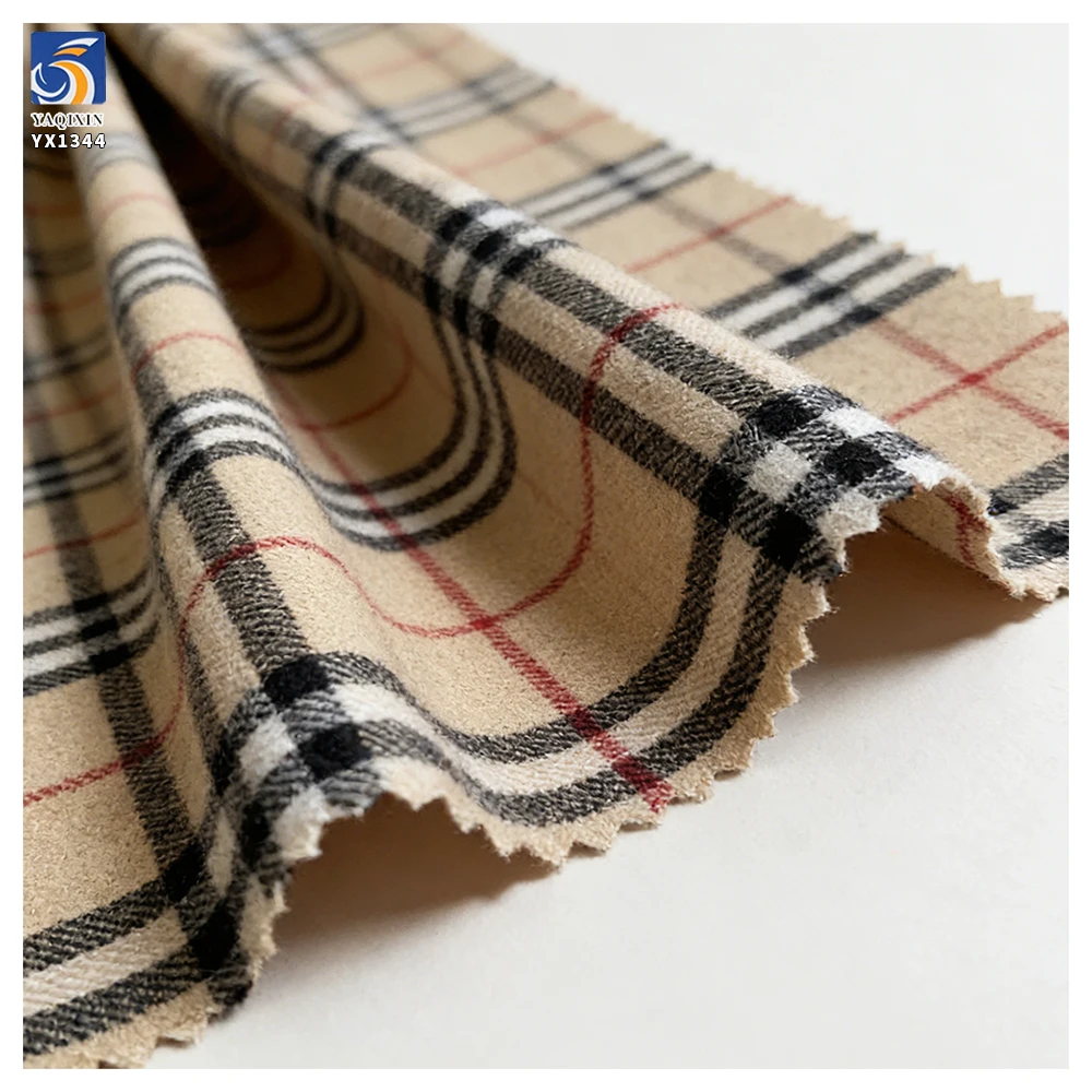 YX1344 New 2026 Classic Khaki Soft Cotton Plaid Skirt Fabric 100% Cotton Soft Yarn Dyed Plaid Brushed Fabric for Shirt - 图片 3