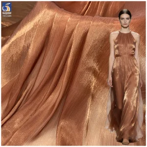 YX1389 Bestselling Polyester Coffee Brown 50gsm Glossy Smooth Crepe Organza Fabric for Making Woman's Dresses