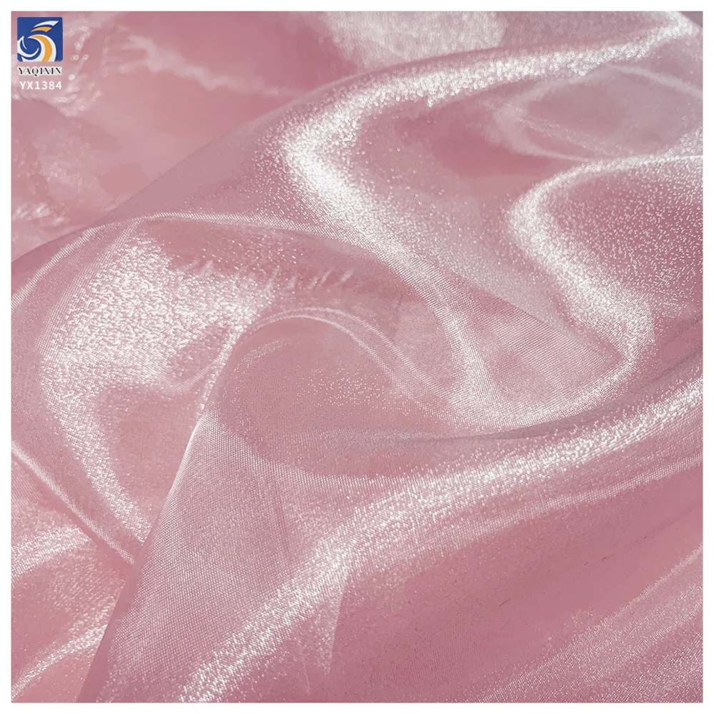 YX1384 35gsm Firm to the Touch Polyester Three-Yarn Organza Fabric Lightweight Stiff Glossy Organza Fabric - 图片 2