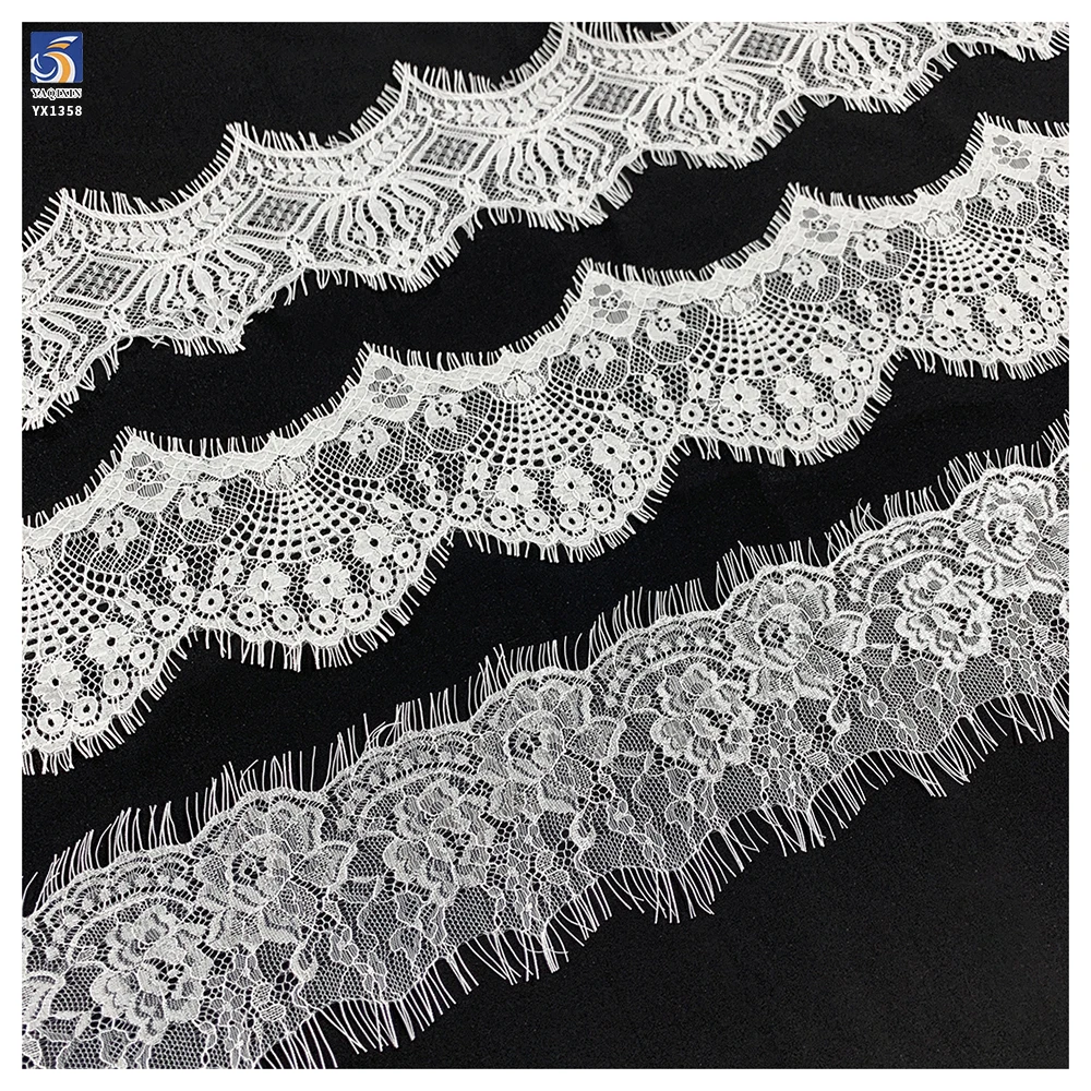 YX1358 26CM*150CM China Super Factory Wholesale Bride's Wedding Dress Embroidery Accessories Eyelash Lace Fabric - 图片 6