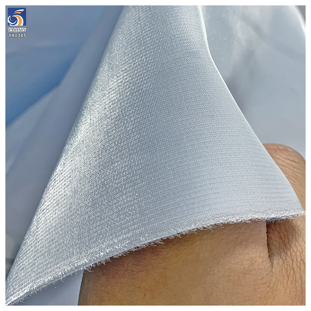 YX1385 80gsm High-Gloss Ultra-Soft Liquid Turkey Satin Fabric Light Blue Opaque Polyester Soft Satin Fabric - 图片 5
