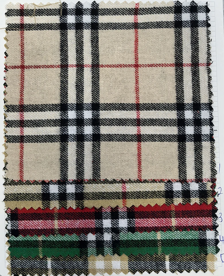 YX1344 New 2026 Classic Khaki Soft Cotton Plaid Skirt Fabric 100% Cotton Soft Yarn Dyed Plaid Brushed Fabric for Shirt - 图片 2