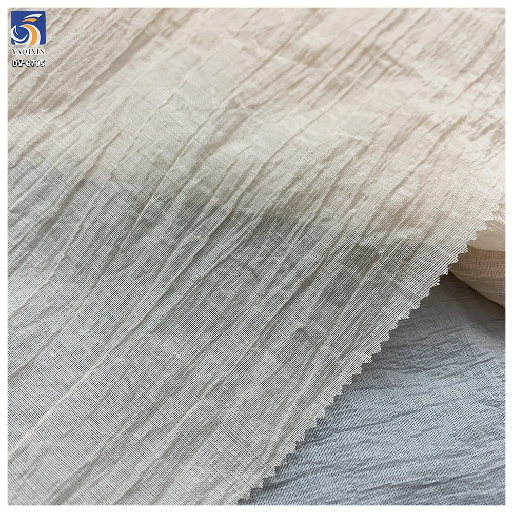 DV-6705 65gsm Lightweight 2026 Lyocell Nylon Crinkle Chiffon Fabric Soft Drape Non-Transparent Dress Blouse Wrinkled Fabric - 图片 2