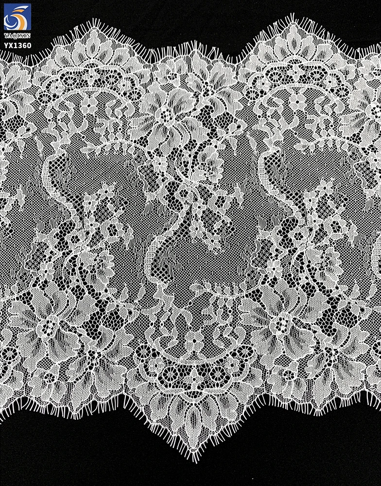 YX1360 Minimum Order of 1 Piece 35CM*300CM White Polyester Mesh Eyelash Lace Fabric for Middle Eastern Wedding Dress Trim - 图片 6