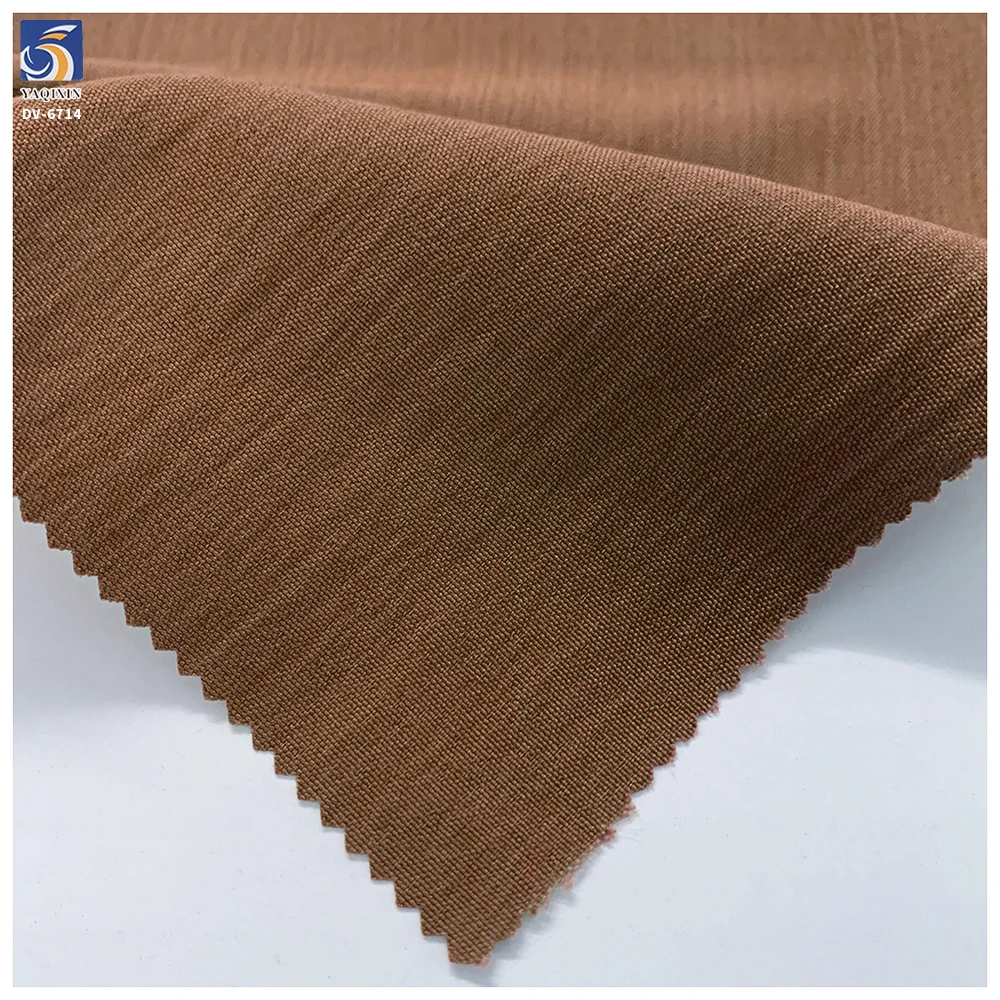 DV-6714 Cheap Wholesale 135g Brown Fashion 70% Polyester 30% Nylon Micro Crinkle Chiffon Fabric Airy for Womens Blouse RTS - 图片 3