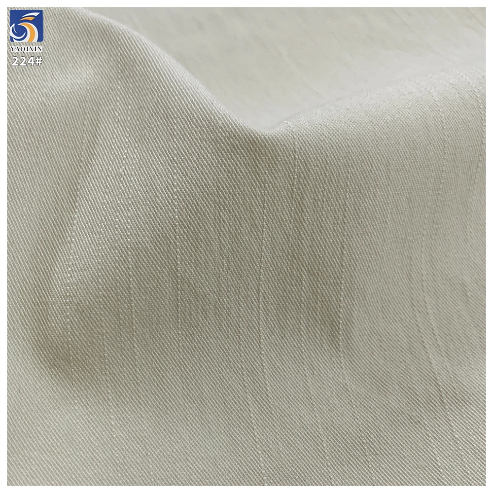 Y-224 High Quality 200g Cream Medium Weight Anti-Wrinkle 100% Polyester Slub Twill 2 Way Stretch Fabric 160cm for Casual Pant - 图片 3