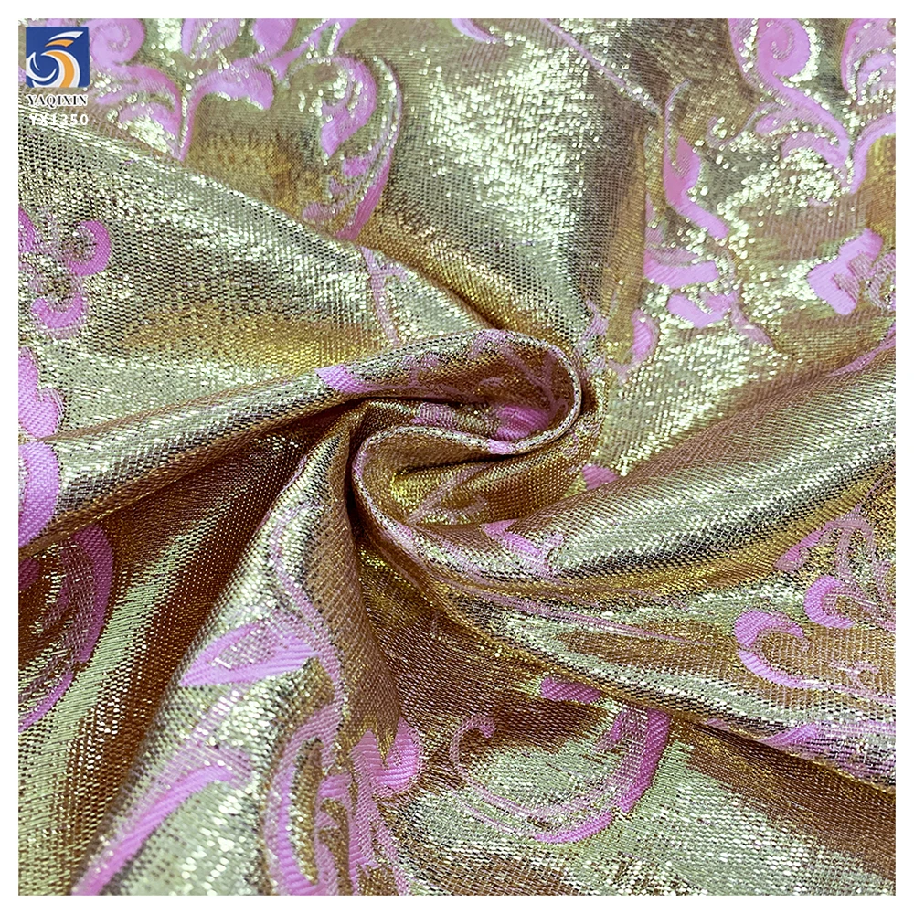 YX1350 Luxurious Two-Tone Gold Thread Lurex Brocade Fabric Polyester Brocade Jacquard Dress Fabric for Beautiful Woman - 图片 4