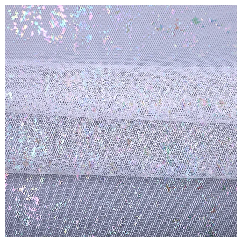 2024 New Illusion Tulle White Foil Film Printed Camouflage Girl Elsa Dress Fabric - 图片 6