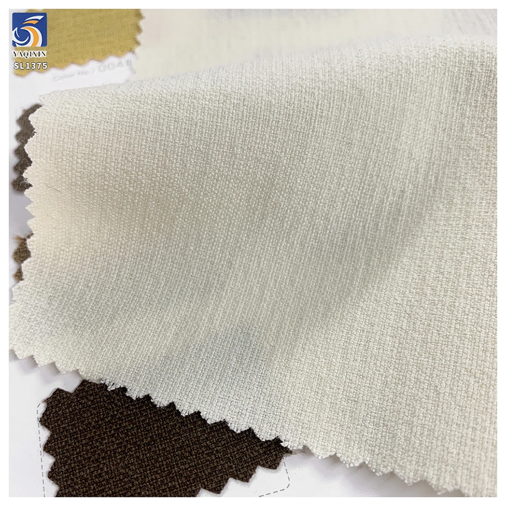 SL1375 290g High Quality Blend 15% Lyocell 3% Wool 2% Spandex 80% Polyester Light Yellow Stretch Fabric Vest Suit Fabric - 图片 6