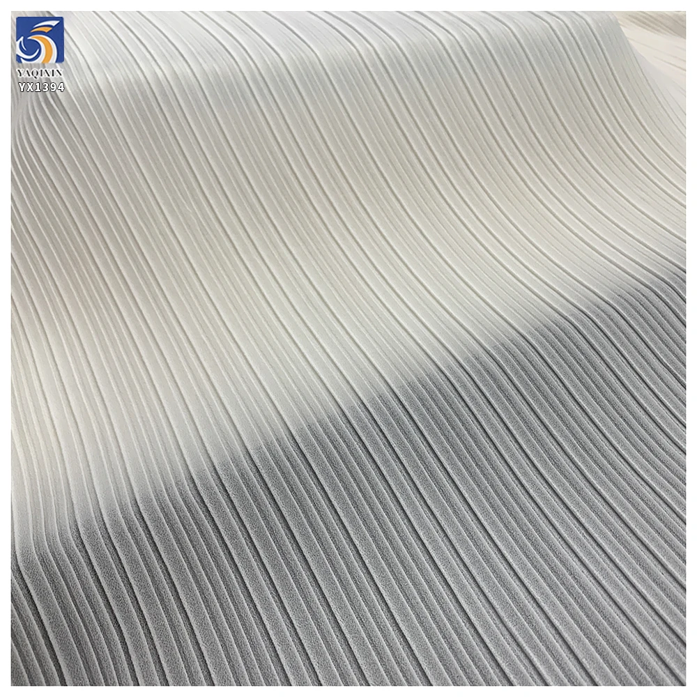 YX1394 New Product Launch 2026 Style 100% Polyester Off-White Pearl Chiffon Pleated Fabric for Garments Dress - 图片 2