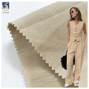 DV-6669 New Light Khaki Neutral Color 70% Rayon 30% Polyester Woven Blend Clothing Woman's Suiting Fabric From China