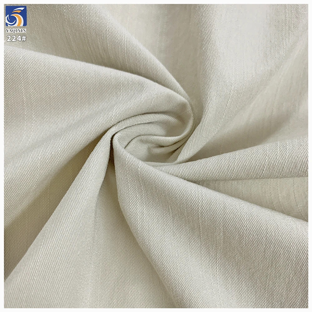 Y-224 High Quality 200g Cream Medium Weight Anti-Wrinkle 100% Polyester Slub Twill 2 Way Stretch Fabric 160cm for Casual Pant - 图片 6