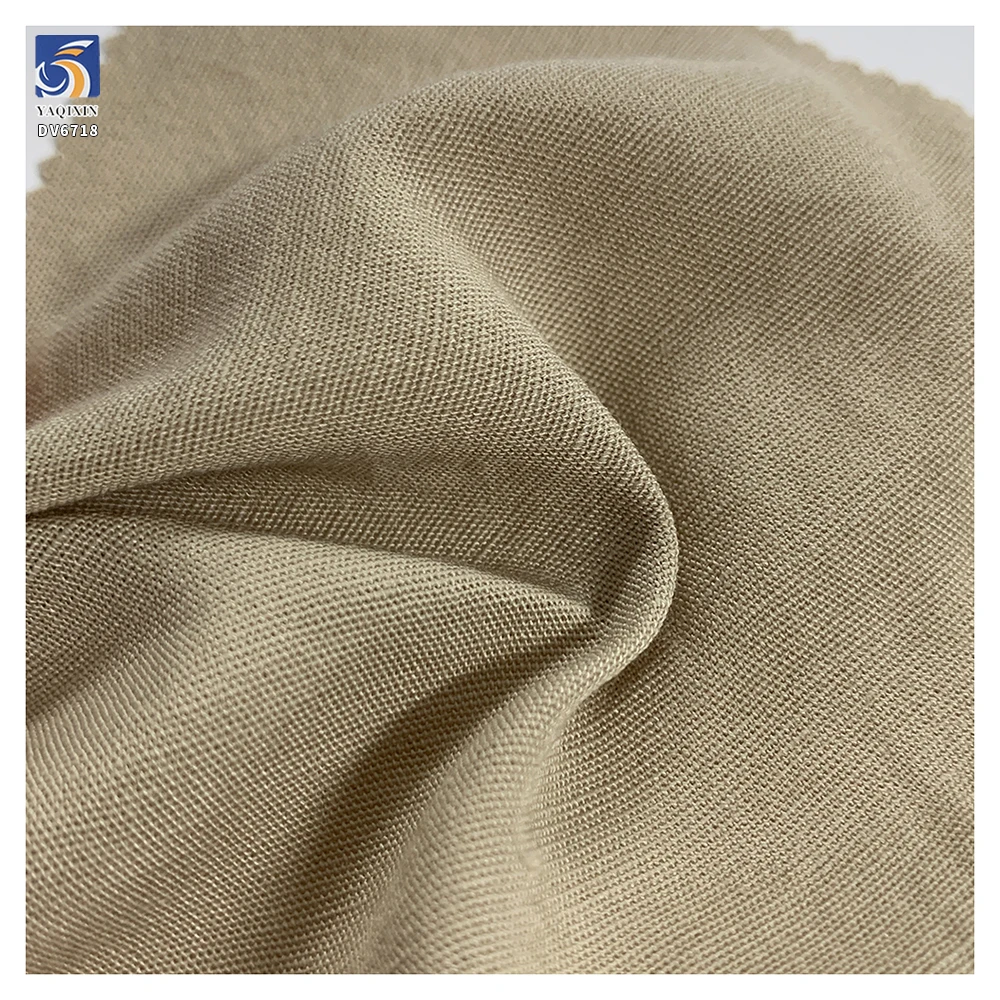 DV6718 Khaki 130gsm 15 Nylon 48 Rayon 37 Cotton Soft Blend Fabric Popular Cotton Fabrics for Spring and Summer Clothing - 图片 3