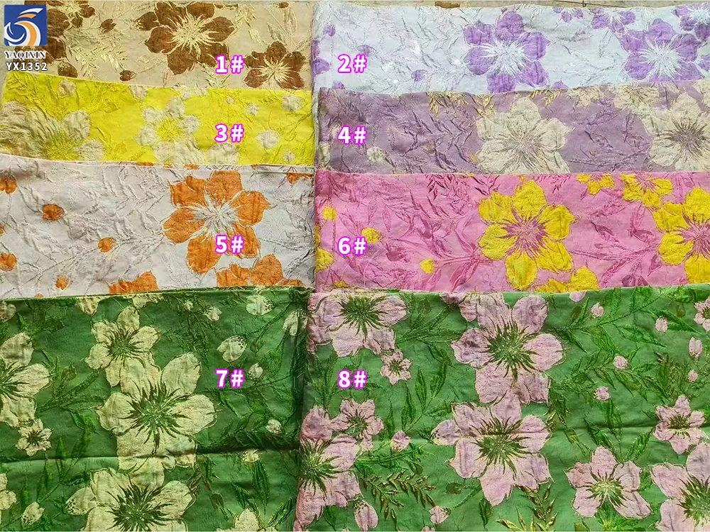 YX1352 Hot Large Flowers Design Pink Brocade Fabric Embossed Chinese Brocade Fabric for Home Textiles Clothing - 图片 2