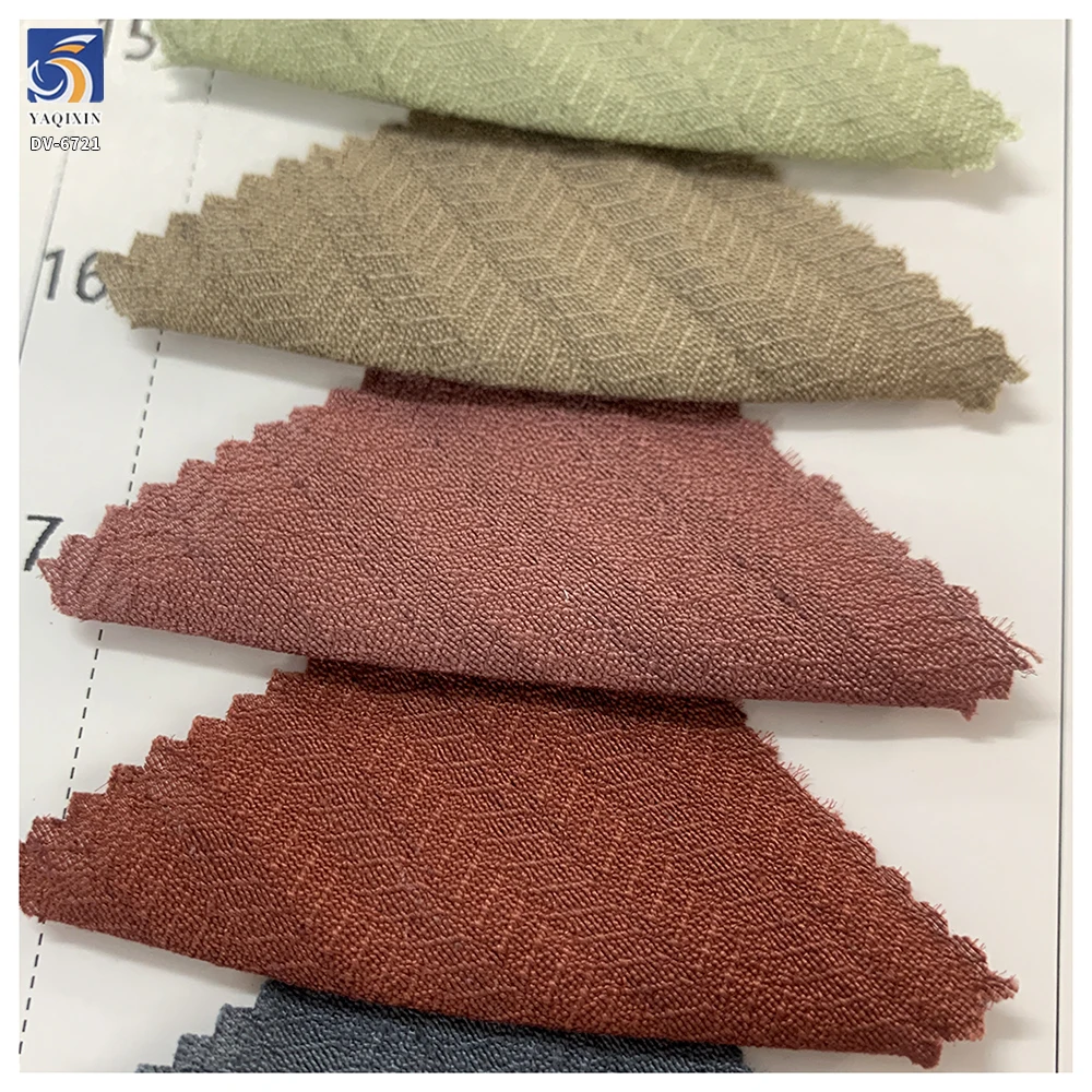 DV-6721 New Product 120g OEM Custom Textured Softness Linen Blend 80% Rayon Striped Jacquard Chiffon Fabric for Womenswear - 图片 3