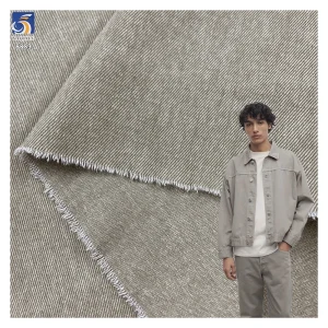 A8883 10*10 310g Factory-Made China Heavy Weight Washed Light Gray Twill Cotton Fabric for Jacket Shirt Garments
