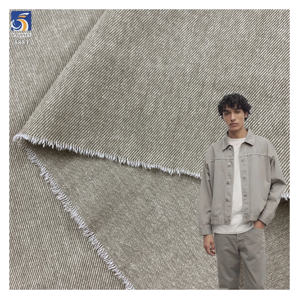 A8883 10*10 310g Factory-Made China Heavy Weight Washed Light Gray Twill Cotton Fabric for Jacket Shirt Garments