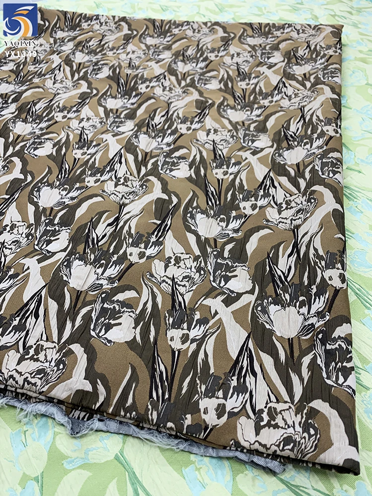 YX1349 High Quality Chinese Floral Brocade Fabric for Dress Light Green 5 Yards 100 Polyester Jacquard Brocade Fabric - 图片 4