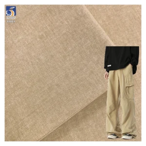 A8882 32*21 Smooth and Soft 210g Twill Light Khaki Fabric 100% Cotton Washed Twill Fabric for Men's Trousers and Casual Pants