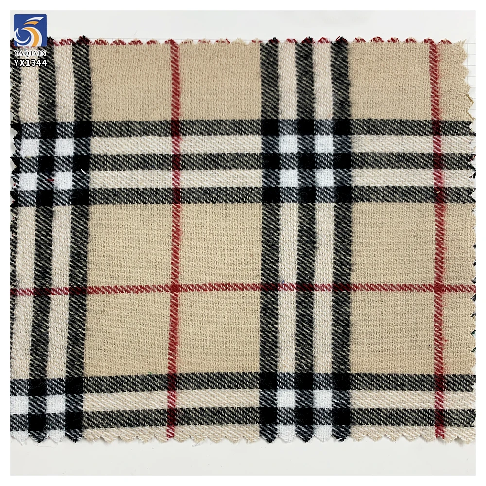 YX1344 New 2026 Classic Khaki Soft Cotton Plaid Skirt Fabric 100% Cotton Soft Yarn Dyed Plaid Brushed Fabric for Shirt - 图片 5