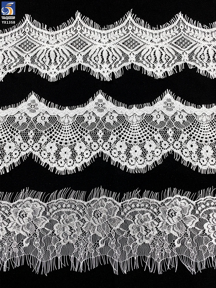 YX1358 26CM*150CM China Super Factory Wholesale Bride's Wedding Dress Embroidery Accessories Eyelash Lace Fabric - 图片 5