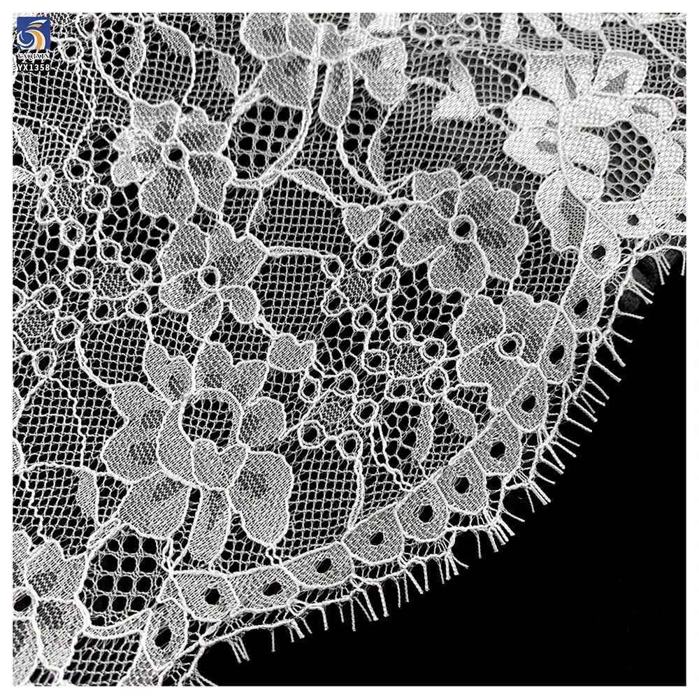 YX1358 26CM*150CM China Super Factory Wholesale Bride's Wedding Dress Embroidery Accessories Eyelash Lace Fabric - 图片 4