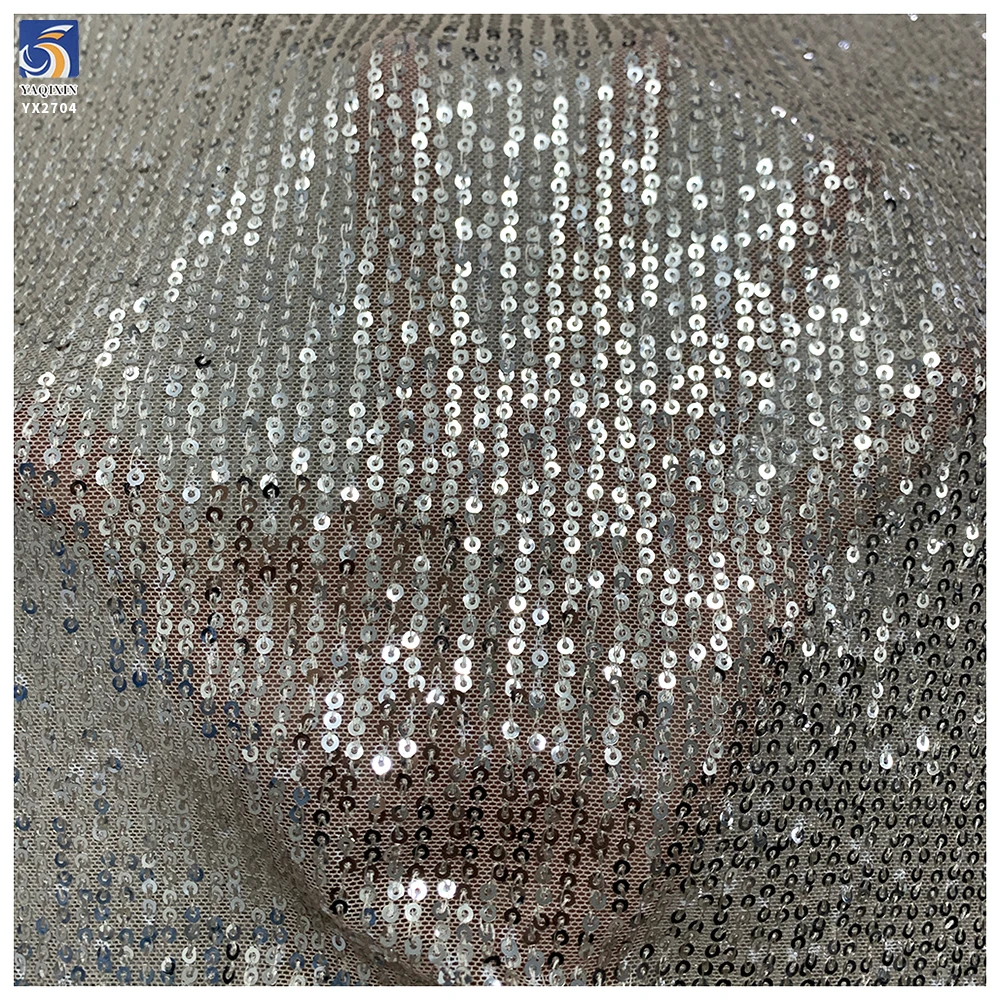YX2704 Premium Iridescent Gradient Ombre Sequin Fabric Wholesale Stretch Mesh Shiny Sequin Fabric - 图片 4