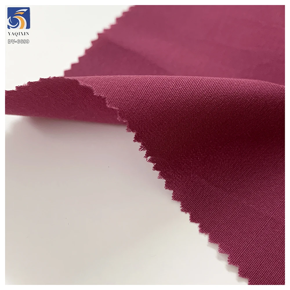 DV-6689 105gsm Wine Red Soft Silky Smooth Feel Skin-Friendly Material Fabric 45/55 Rayon Poly Blend Women's Dress Fabric - 图片 3