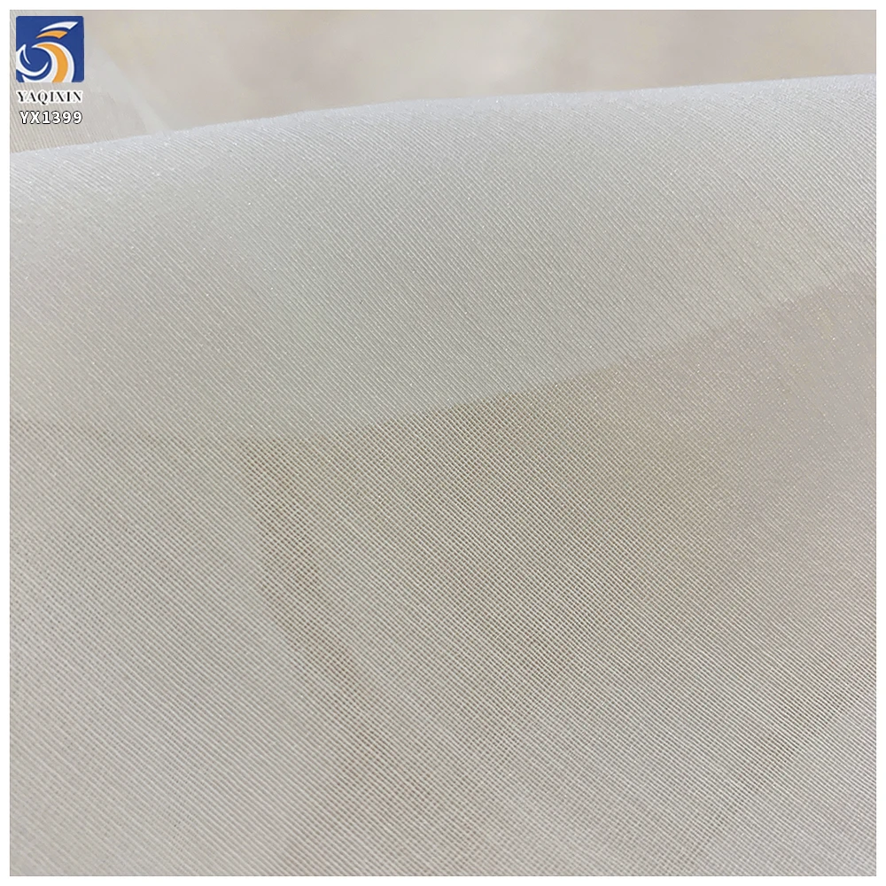 YX1399 60gsm Lightweight Beige Soft Touch Sheer Organza Fabric for Bridal Dress, Puff Sleeves and Women Fashion Apparel - 图片 5