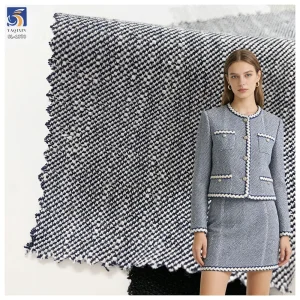 SL-1378 Fashion 320gsm Heavyweight Tweed Poly Linen Spandex Blend Suit Fabric 150cm Textured for Women's Suit Skirt