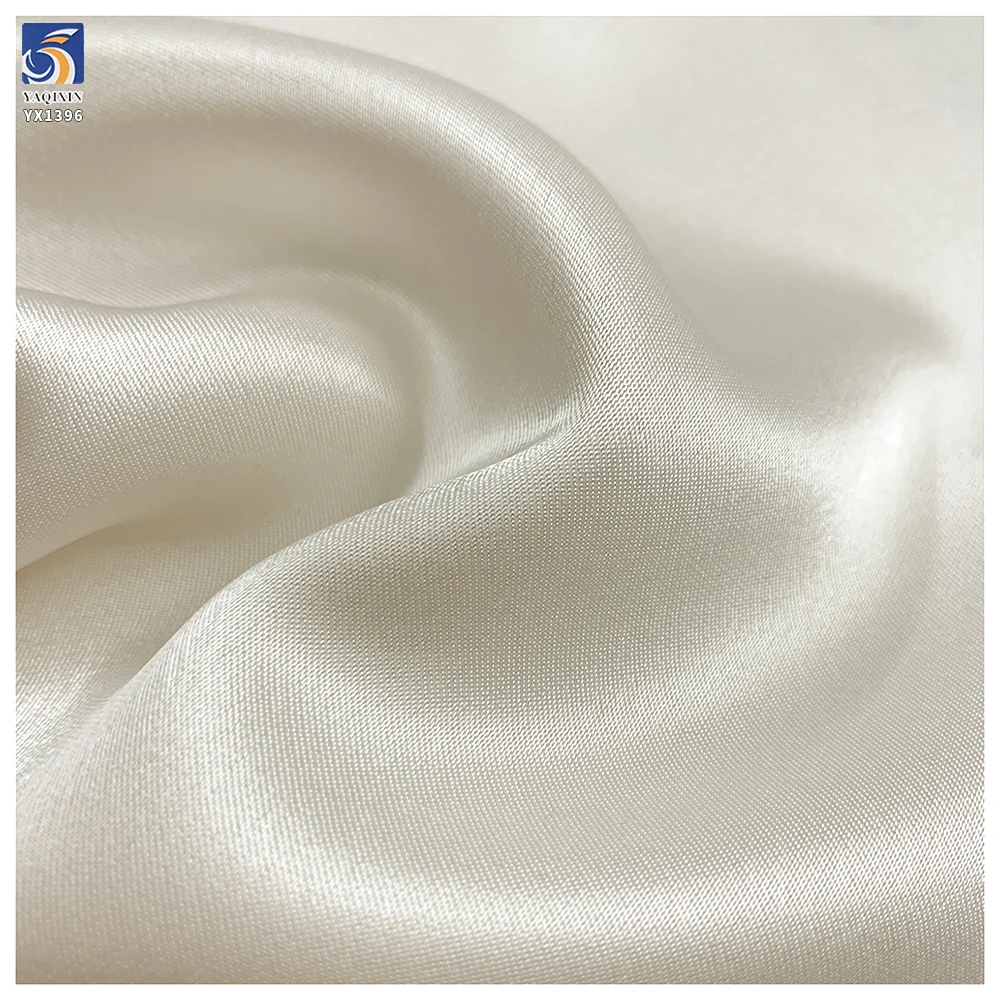 YX1396 220gsm New Arrival Pearl White S-lip Dress Satin Fabric 100% Polyester Non-Stretch Glossy Fashion Grade Satin Fabric - 图片 4
