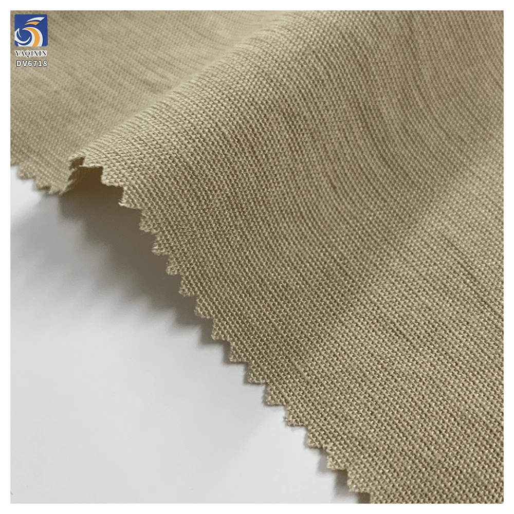 DV6718 Khaki 130gsm 15 Nylon 48 Rayon 37 Cotton Soft Blend Fabric Popular Cotton Fabrics for Spring and Summer Clothing - 图片 2