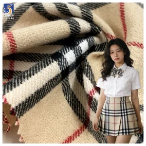 YX1344 New 2026 Classic Khaki Soft Cotton Plaid Skirt Fabric 100% Cotton Soft Yarn Dyed Plaid Brushed Fabric for Shirt
