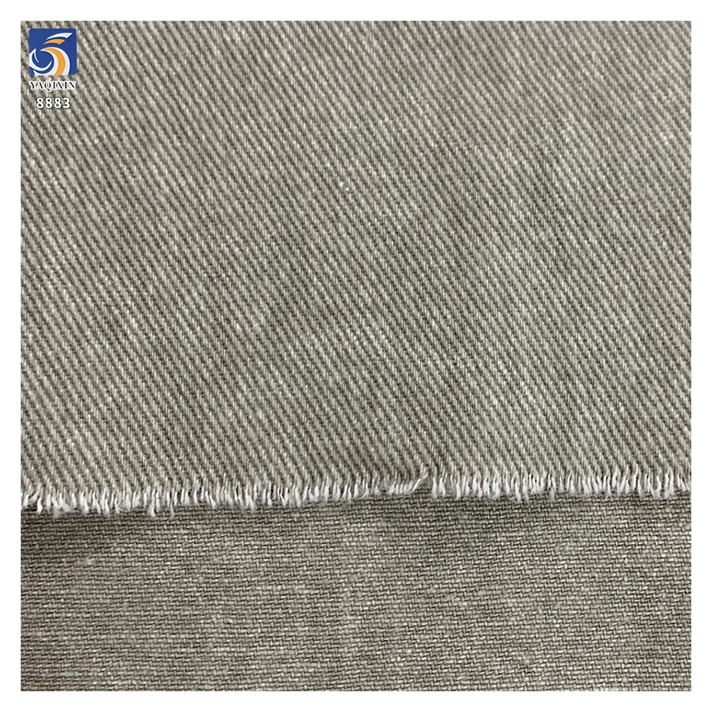 A8883 10*10 310g Factory-Made China Heavy Weight Washed Light Gray Twill Cotton Fabric for Jacket Shirt Garments - 图片 6