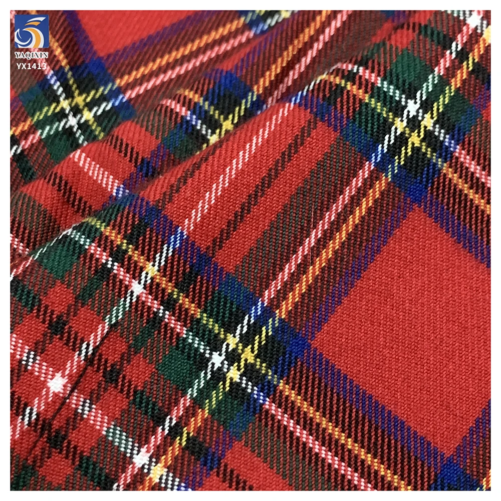 YX1413 China Good Quality Woven TR Suit Fabric Cotton Polyester Red Plaid Yarn Dyed Fabric for Pleated Skirt Dress - 图片 3