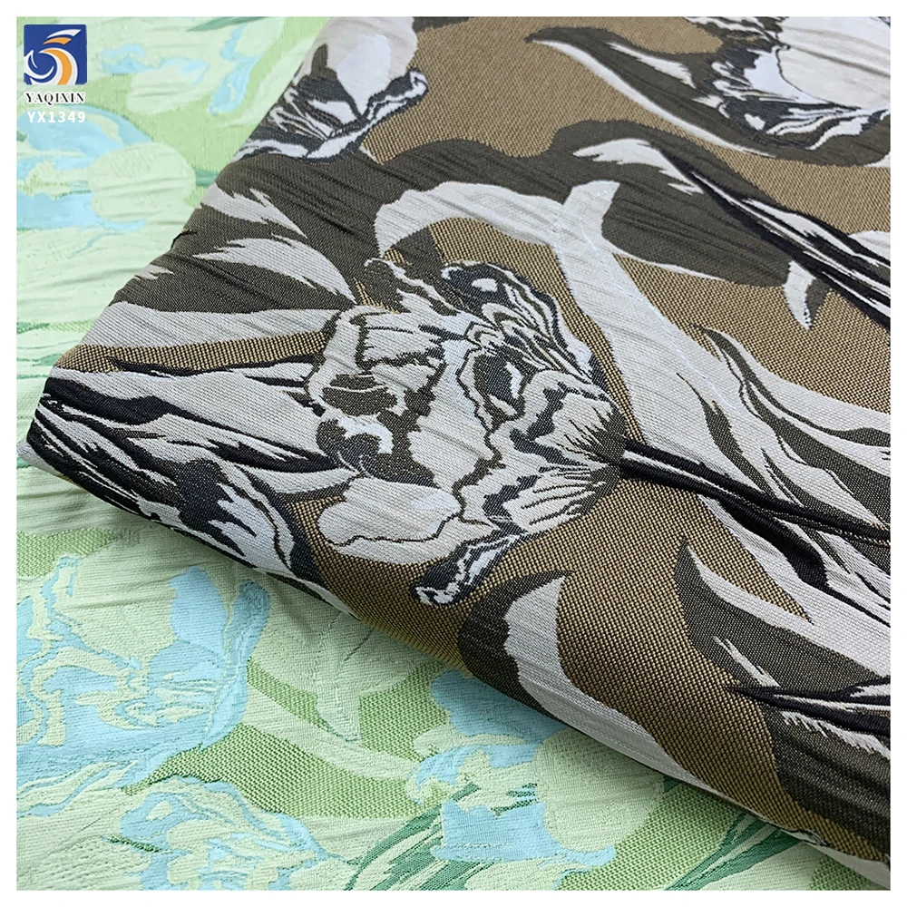 YX1349 High Quality Chinese Floral Brocade Fabric for Dress Light Green 5 Yards 100 Polyester Jacquard Brocade Fabric - 图片 5