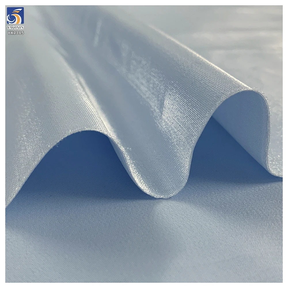 YX1385 80gsm High-Gloss Ultra-Soft Liquid Turkey Satin Fabric Light Blue Opaque Polyester Soft Satin Fabric - 图片 3